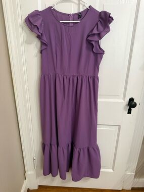SHEIN Lavender Ruffle Sleeve Maxi Dress